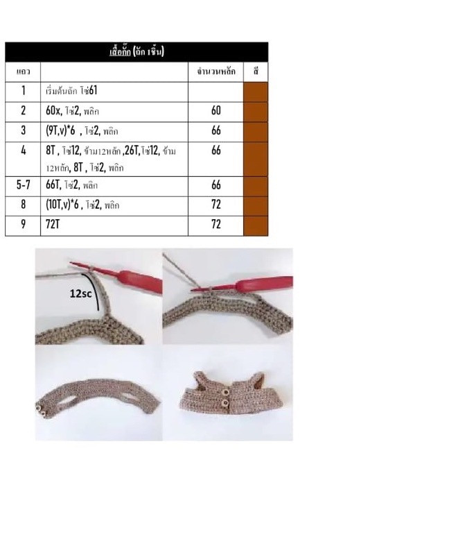 Doraemon Amigurumi Crochet Pattern Chart in Thai