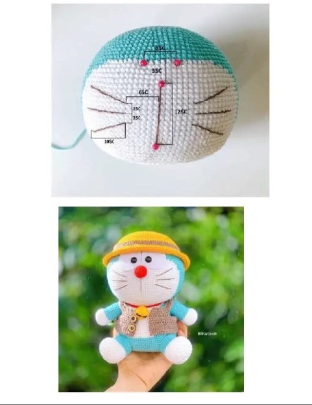 Doraemon Amigurumi Crochet Pattern Chart in Thai