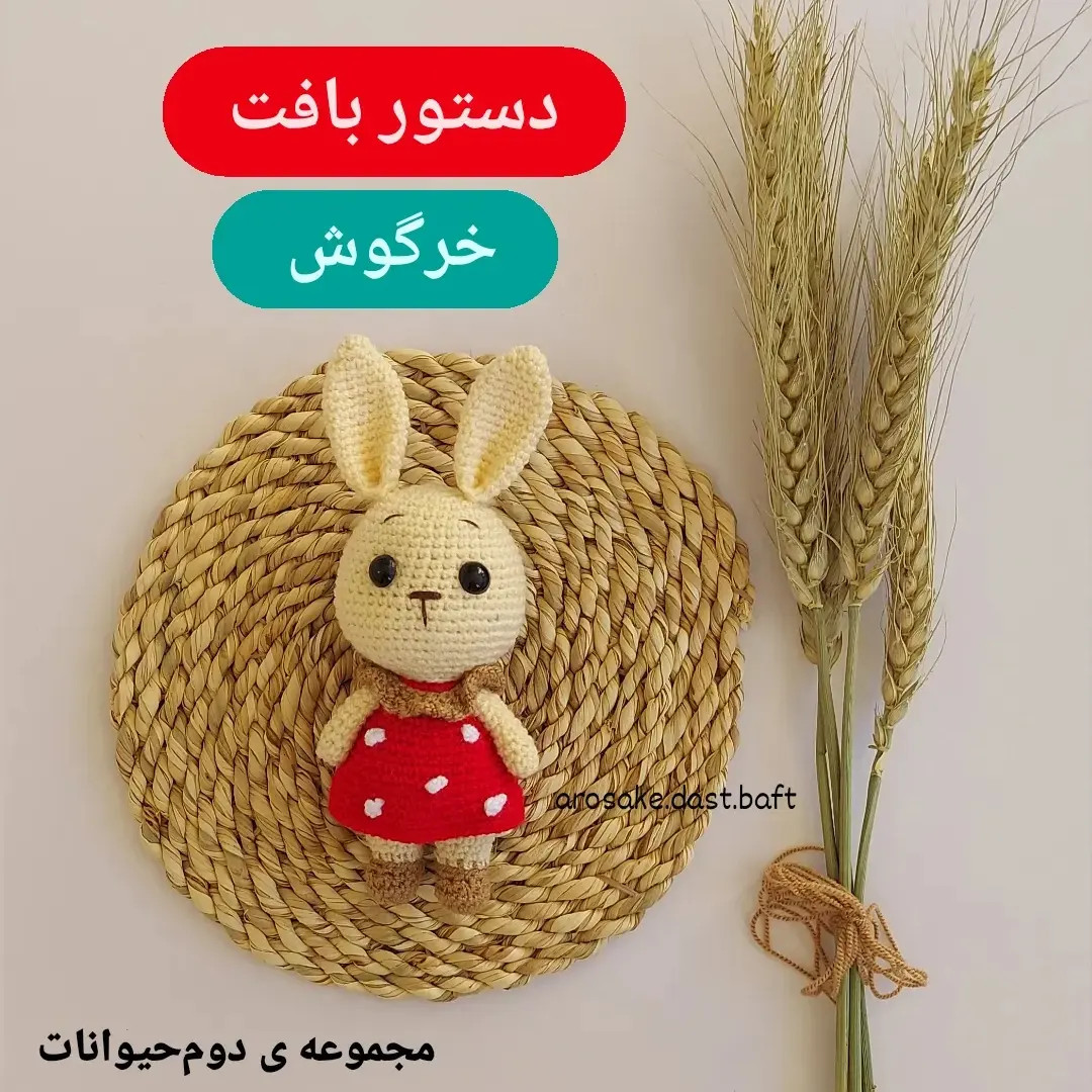 دستور بافت خرگوش نمک: راهنمای کامل ساخت عروسک ماکرومه با لباس قرمز
