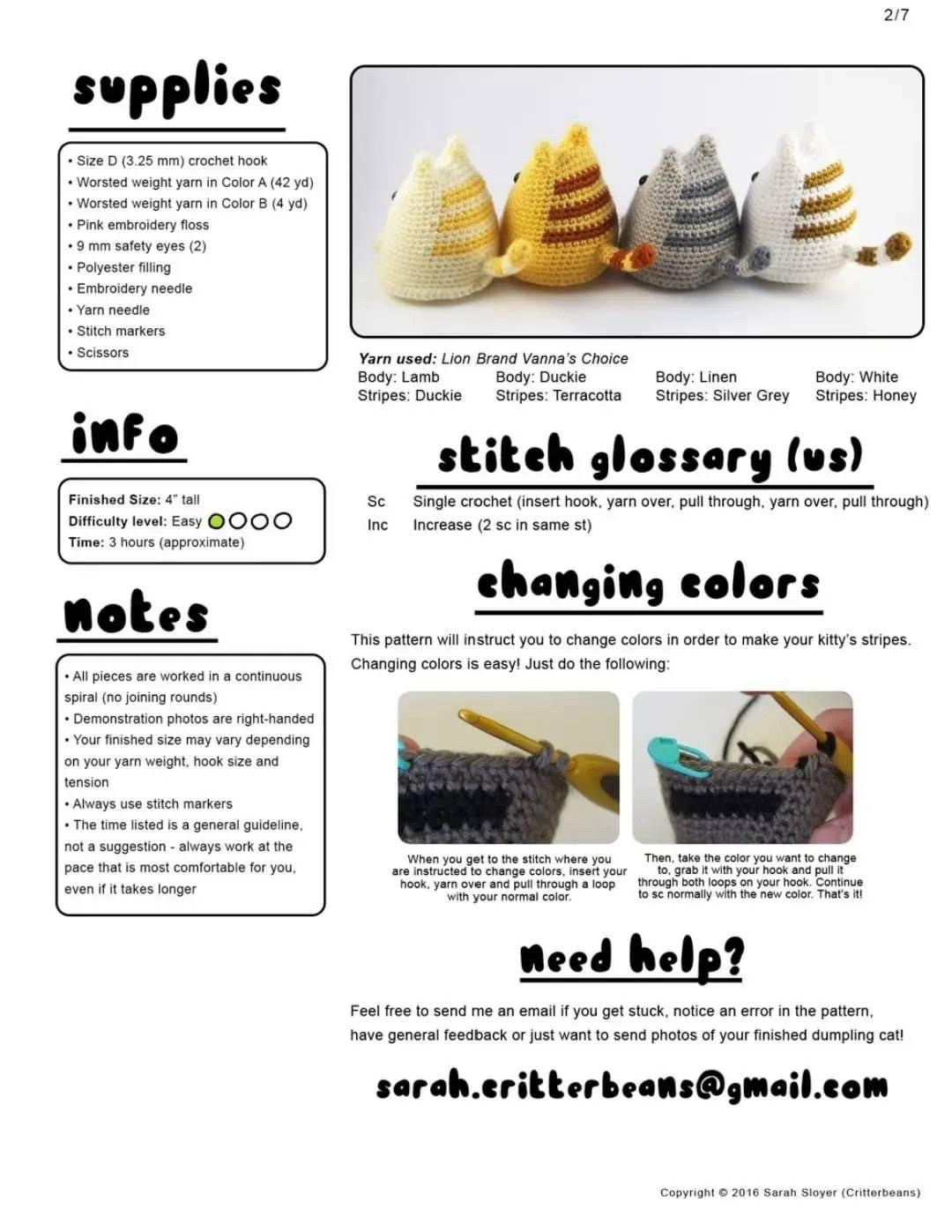 Dumpling Kitty Crochet Pattern Tutorial by Critterbeans