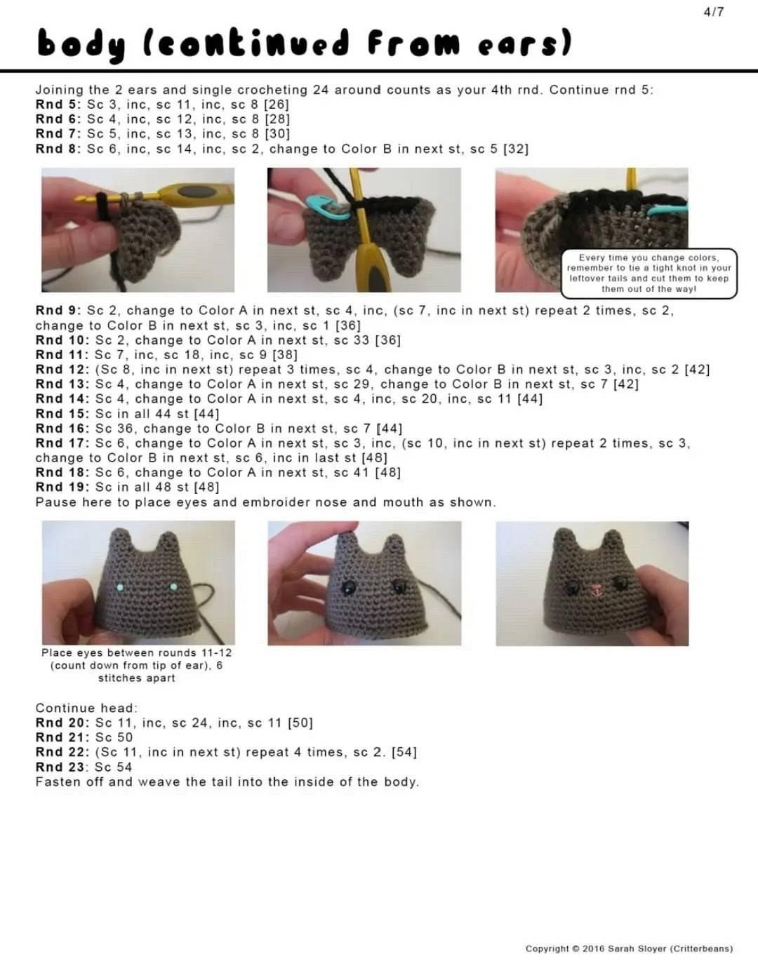 Dumpling Kitty Crochet Pattern Tutorial by Critterbeans