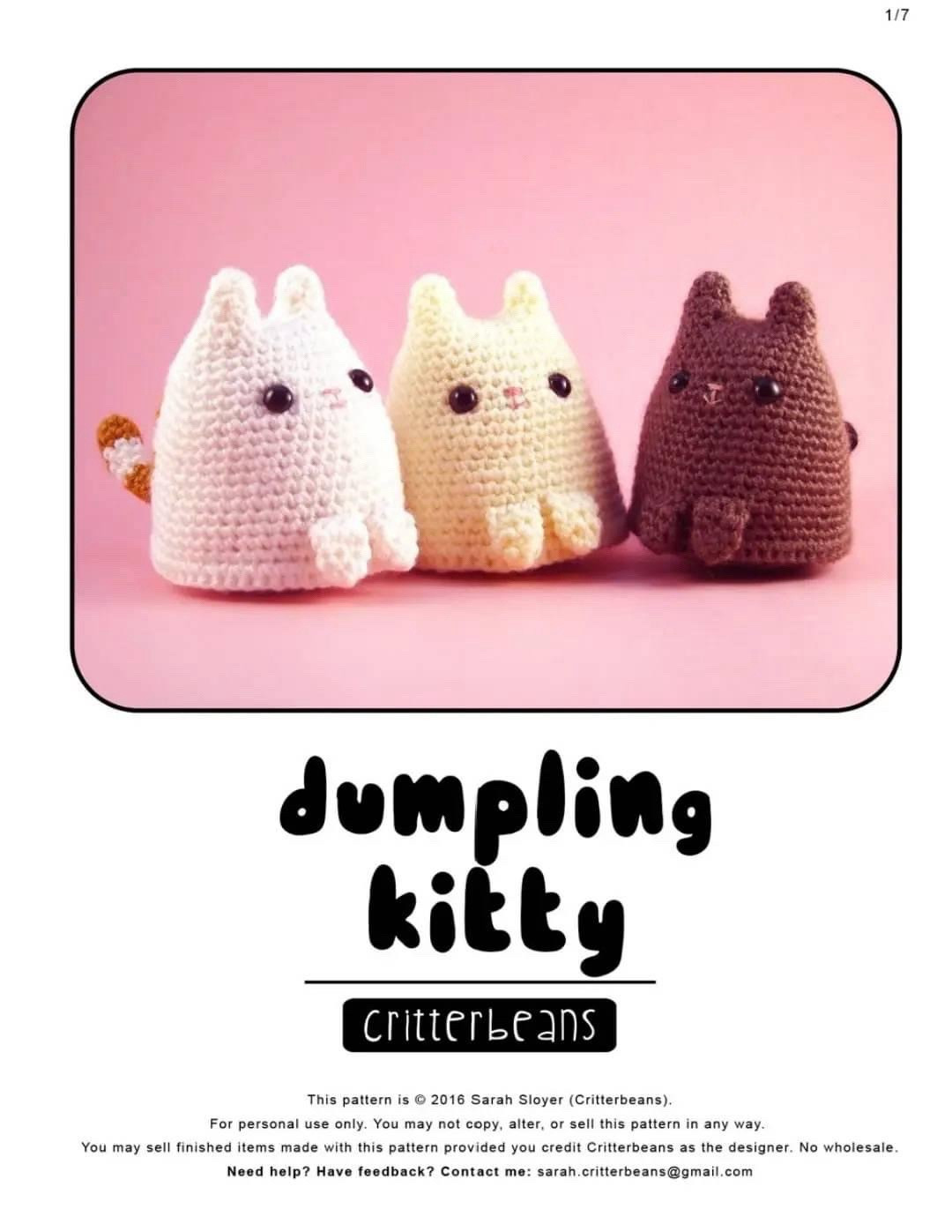 Dumpling Kitty Crochet Pattern Tutorial by Critterbeans