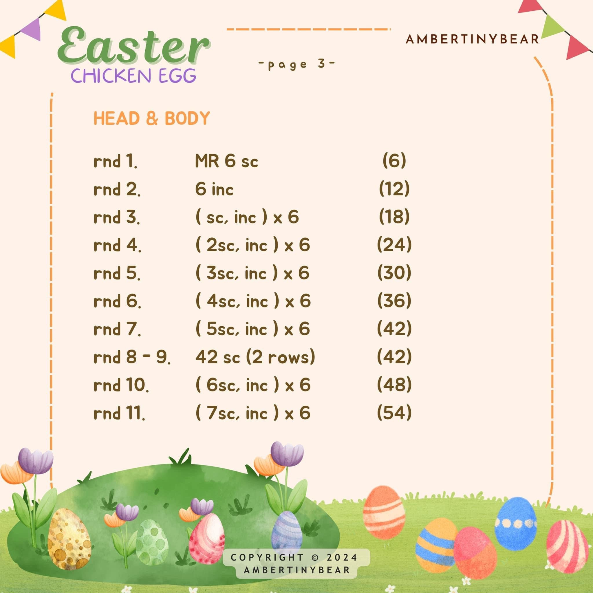 Easter Chicken Egg Crochet Pattern - Materials and Abbreviations