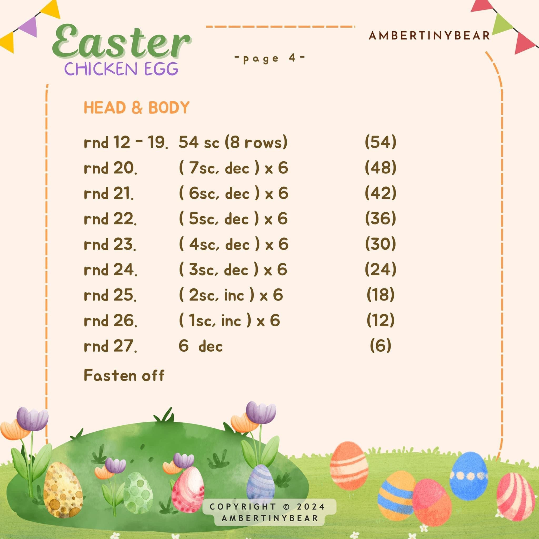 Easter Chicken Egg Crochet Pattern - Materials and Abbreviations