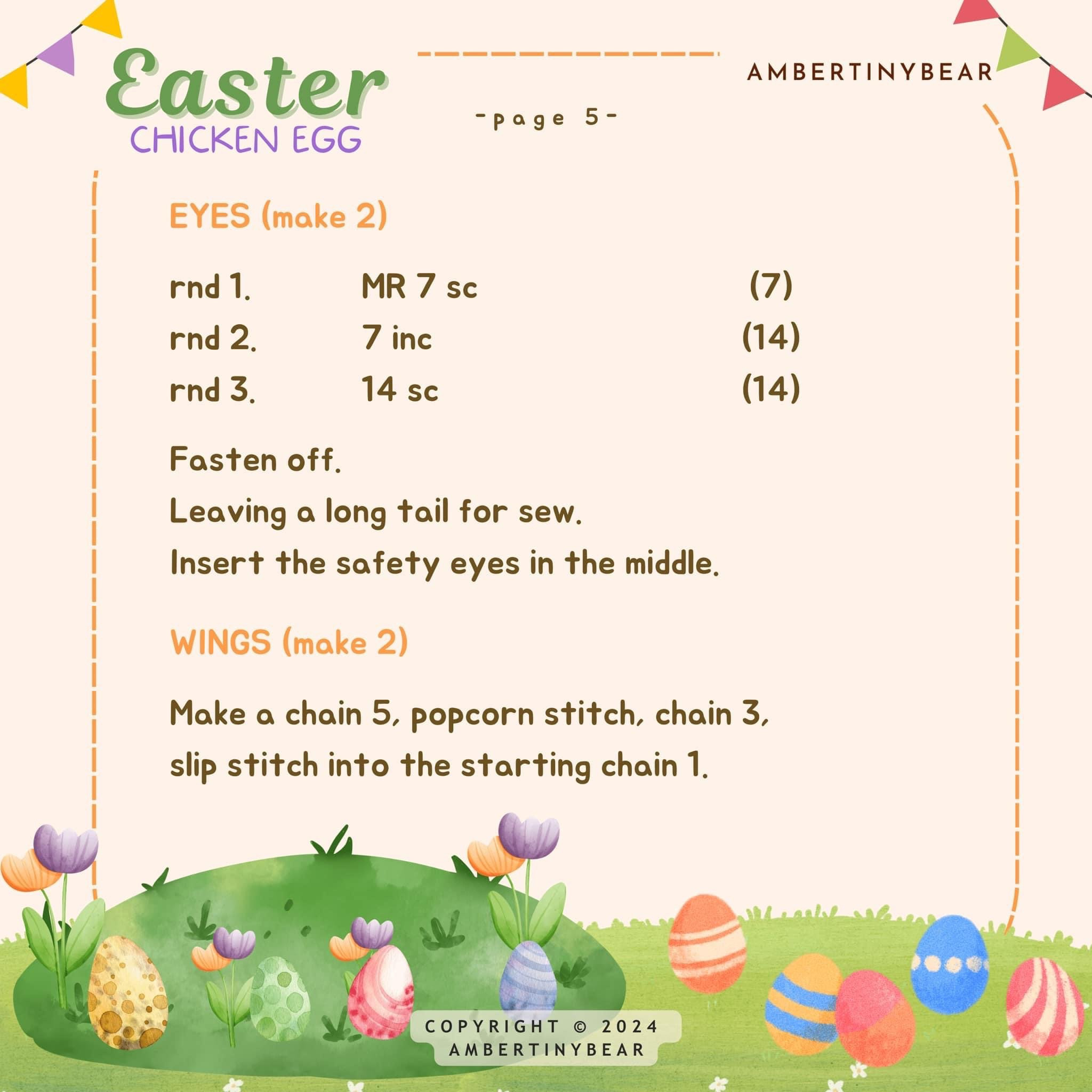 Easter Chicken Egg Crochet Pattern - Materials and Abbreviations