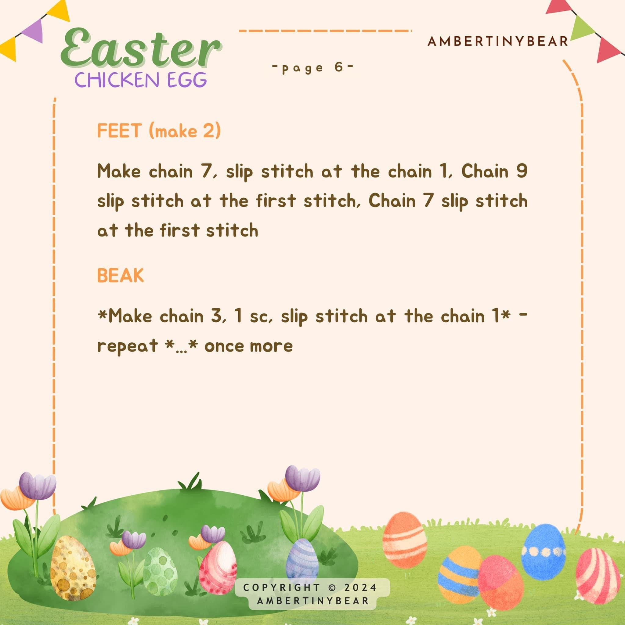 Easter Chicken Egg Crochet Pattern - Materials and Abbreviations