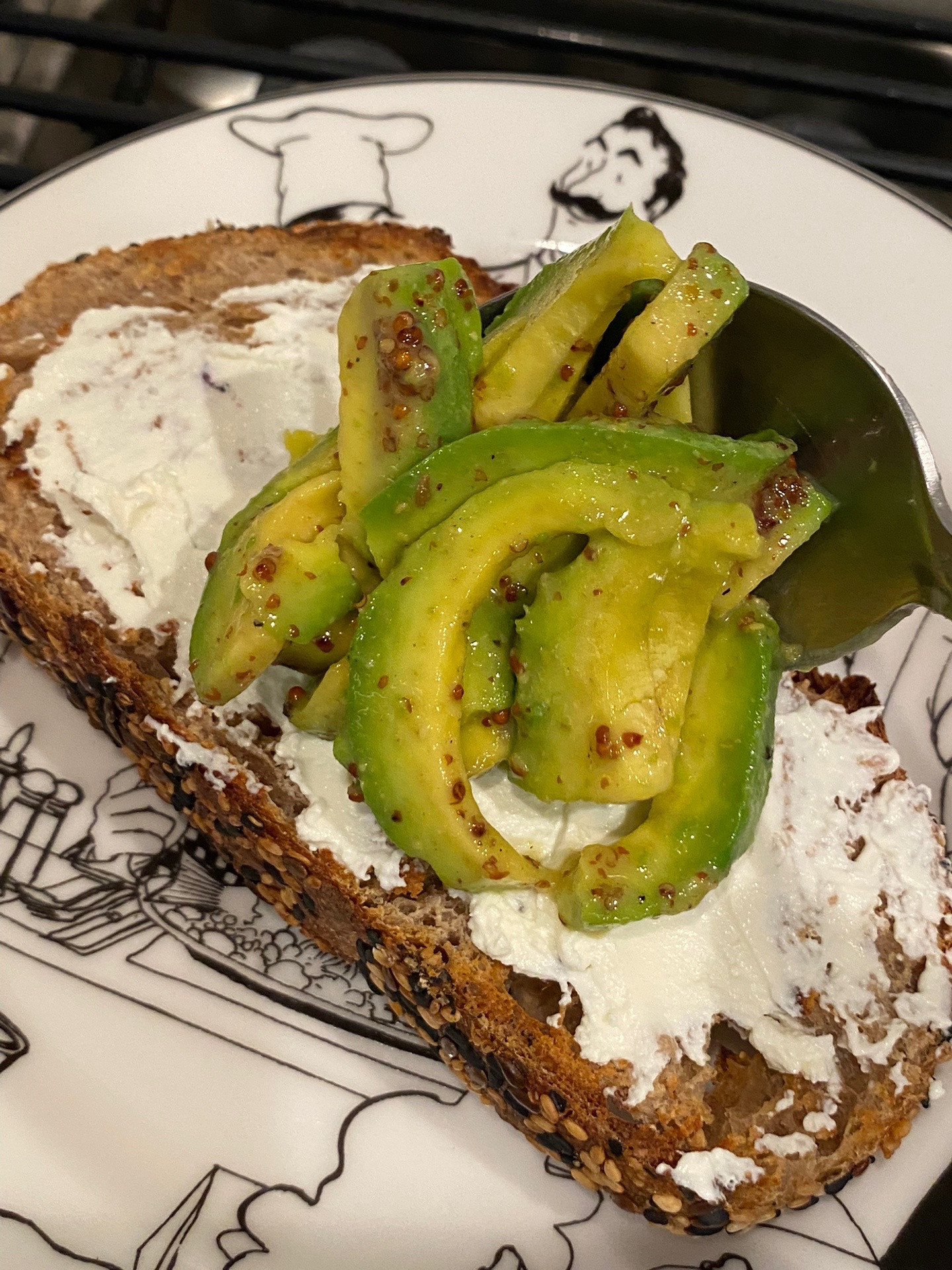 Easy Avocado Toast with Runny Egg and Honey Dijon Dressing for Breakfast