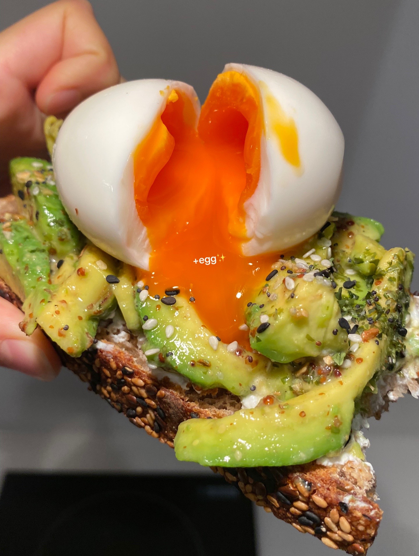 Easy Avocado Toast with Runny Egg and Honey Dijon Dressing for Breakfast