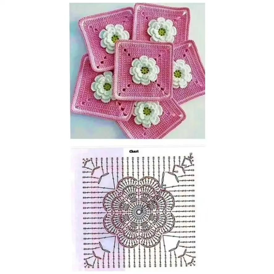 Easy Crochet Flower Square Patterns and Charts