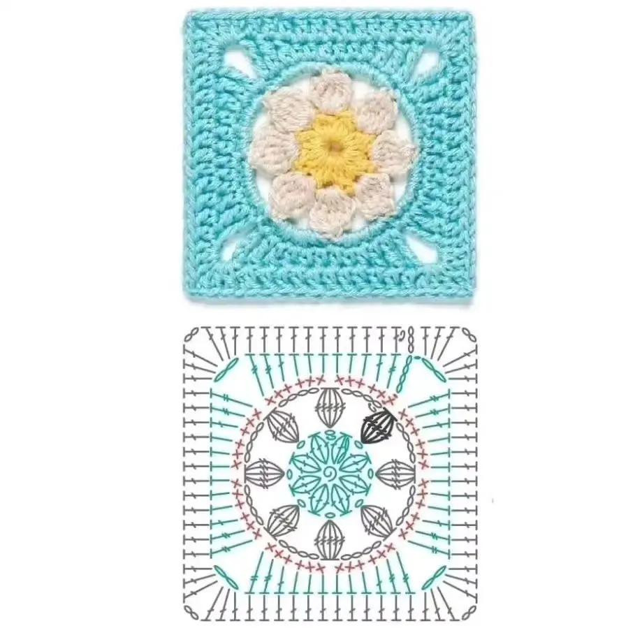 Easy Crochet Flower Square Patterns and Charts