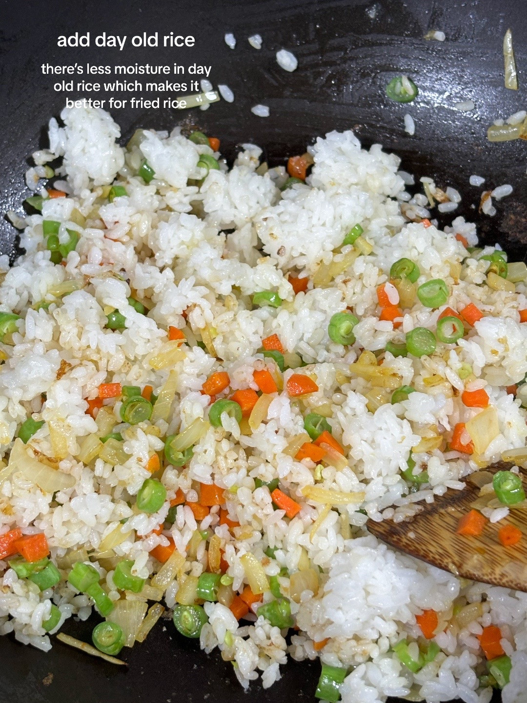 Easy Egg Fried Rice with Carrots, Onions, and French Beans
