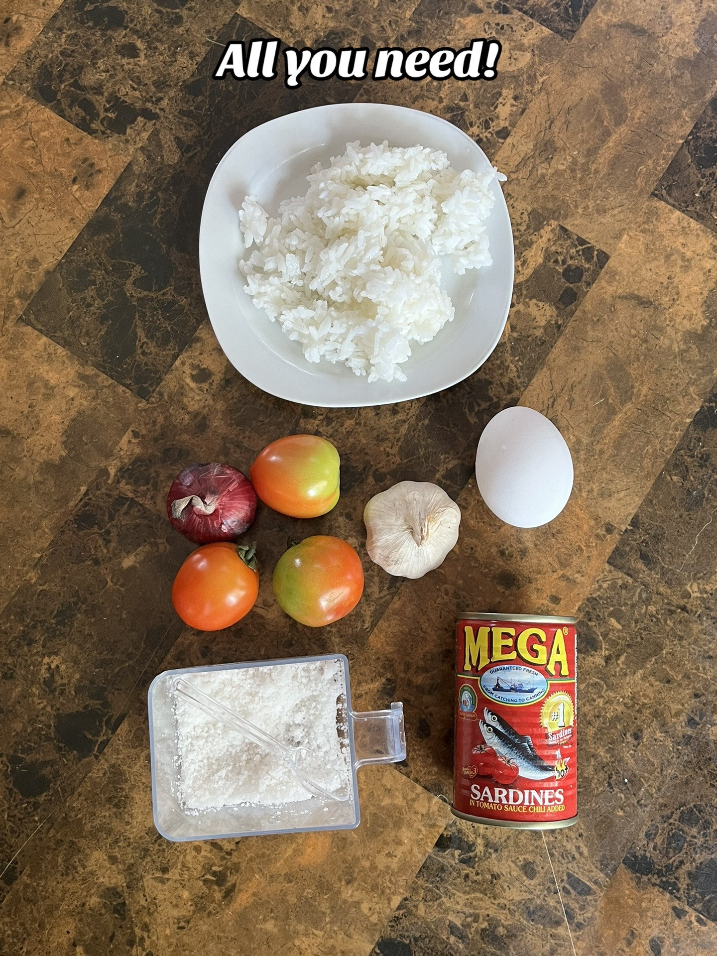 Easy Low Calorie Spicy Sardines Lunch with Fried Egg and Rice