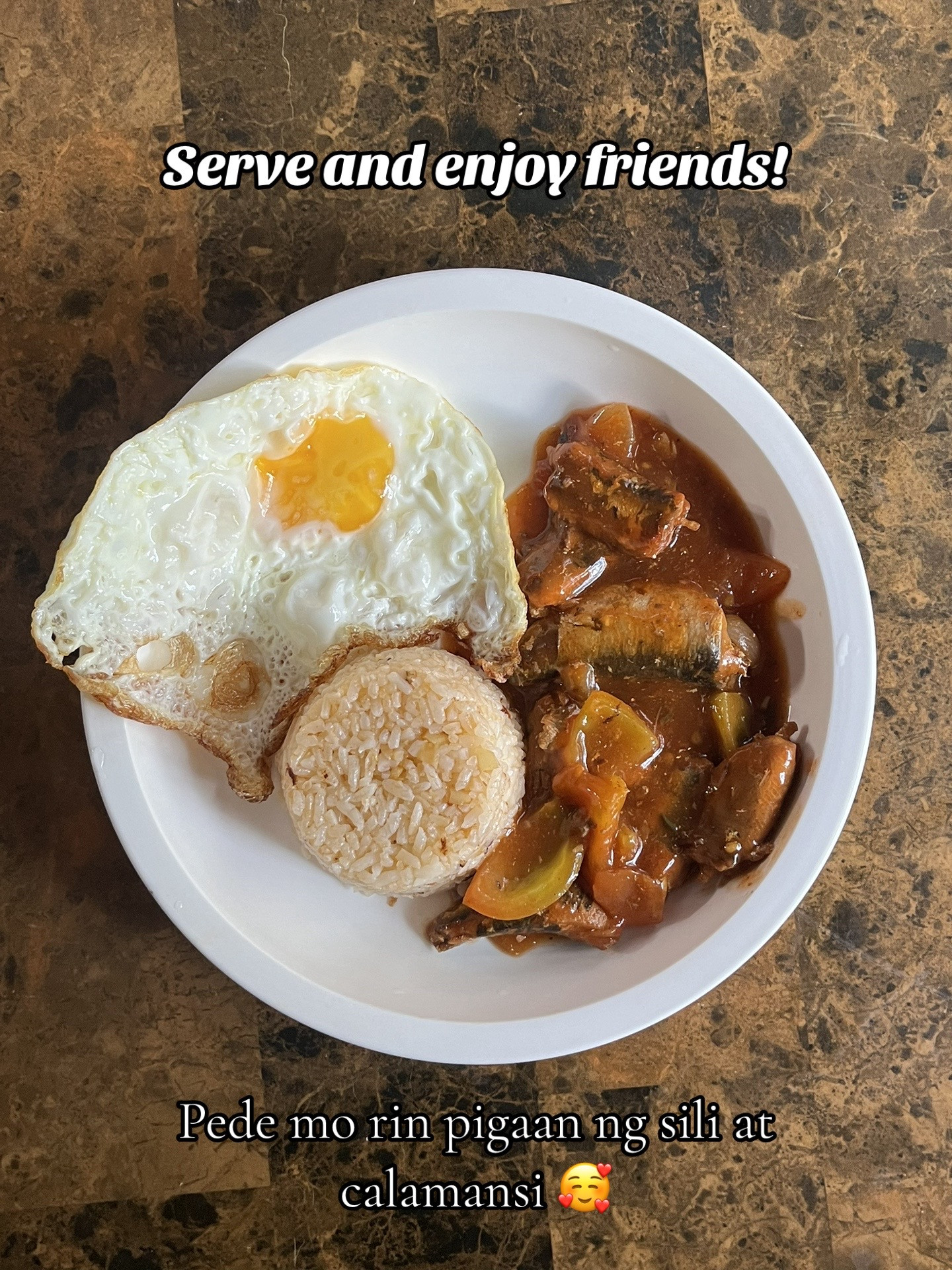 Easy Low Calorie Spicy Sardines Lunch with Fried Egg and Rice