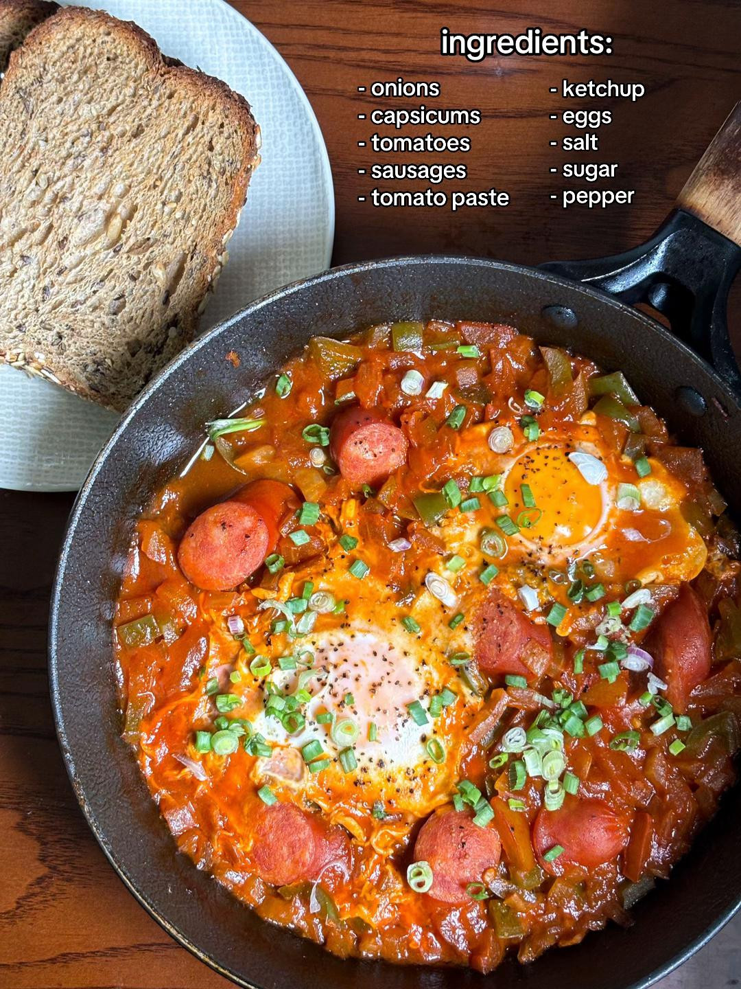 Easy One-Pan Shakshuka with Sausage, Eggs, and Fresh Vegetables