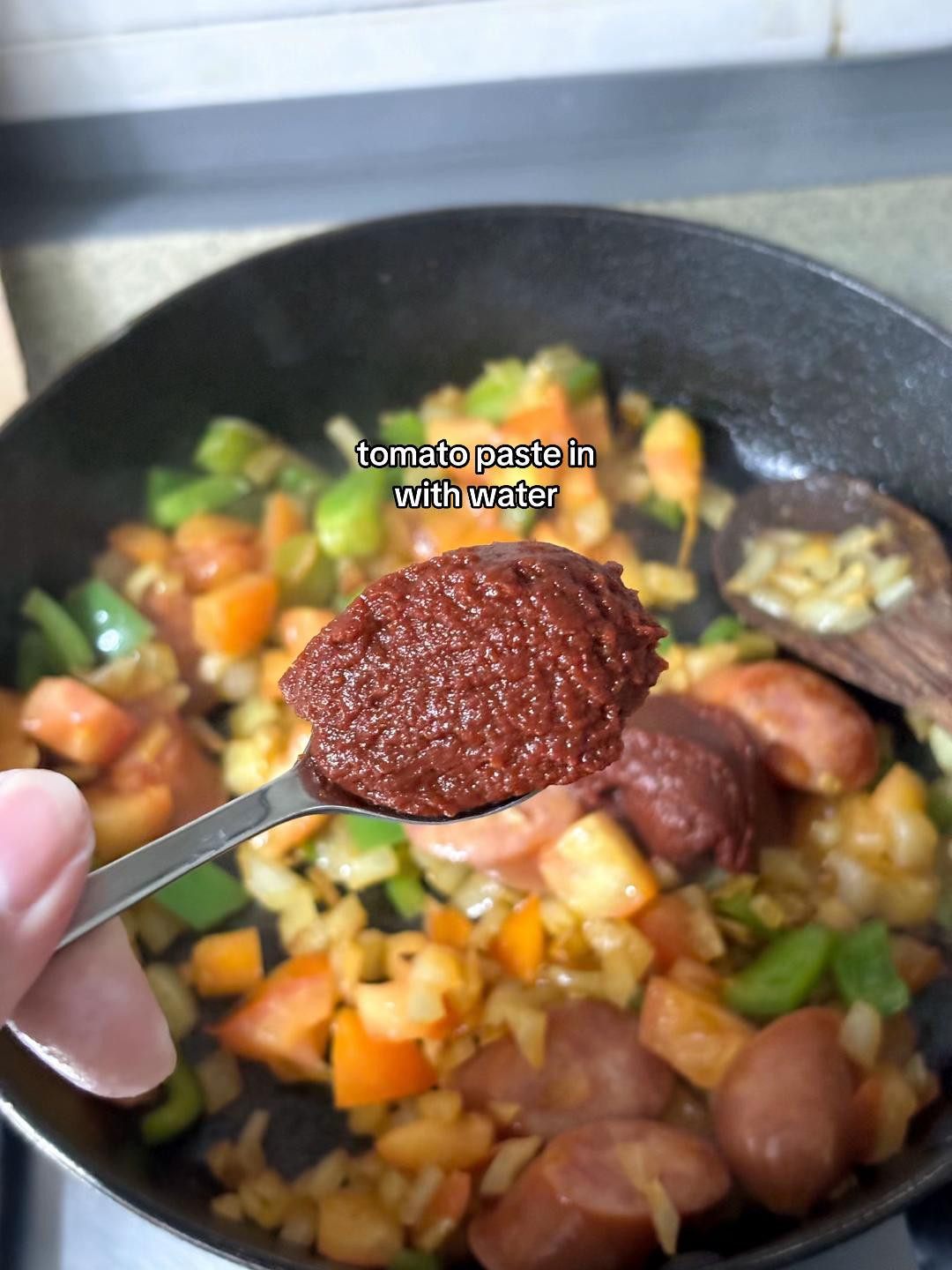 Easy One-Pan Shakshuka with Sausage, Eggs, and Fresh Vegetables