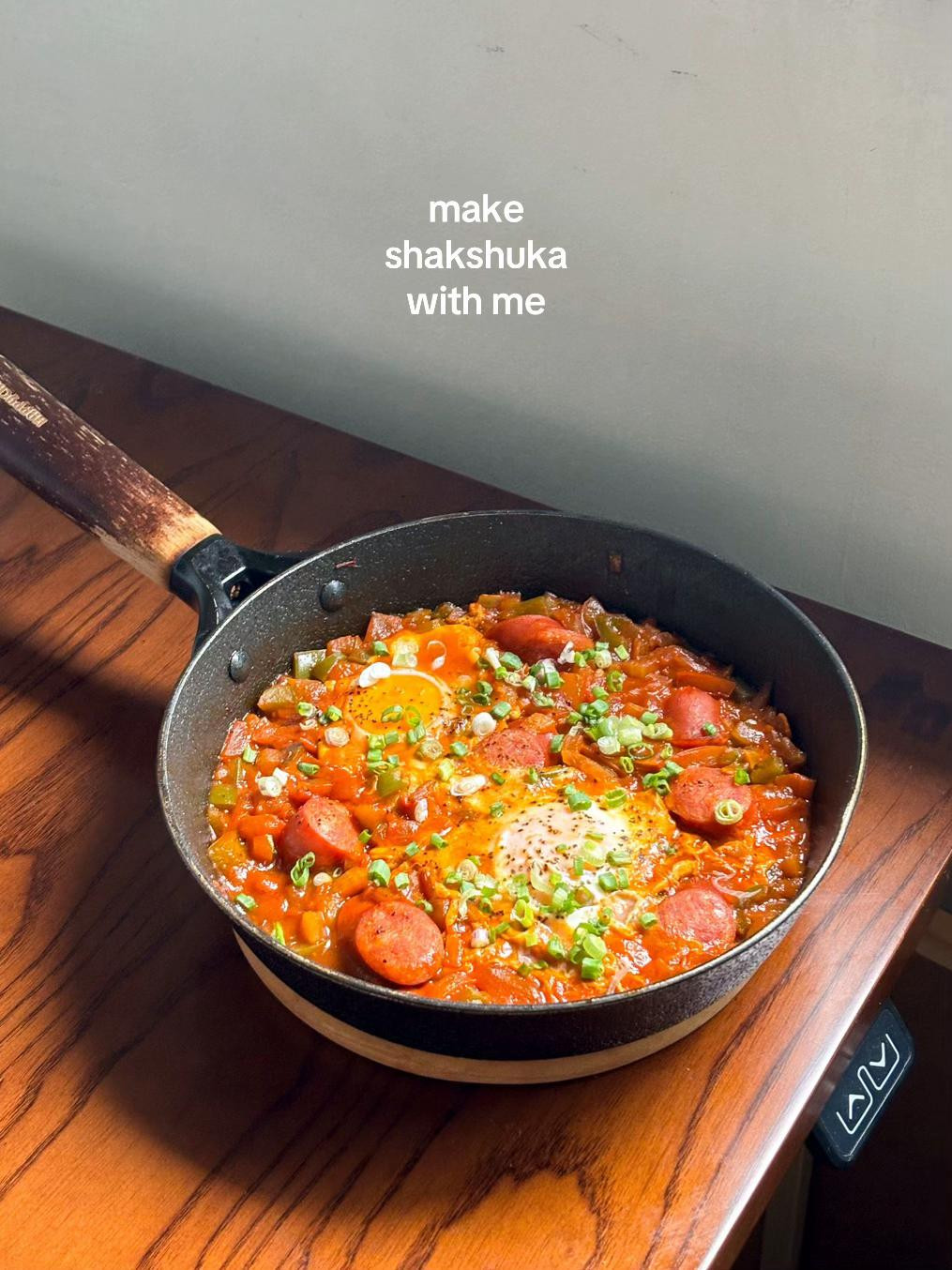 Easy One-Pan Shakshuka with Sausage, Eggs, and Fresh Vegetables