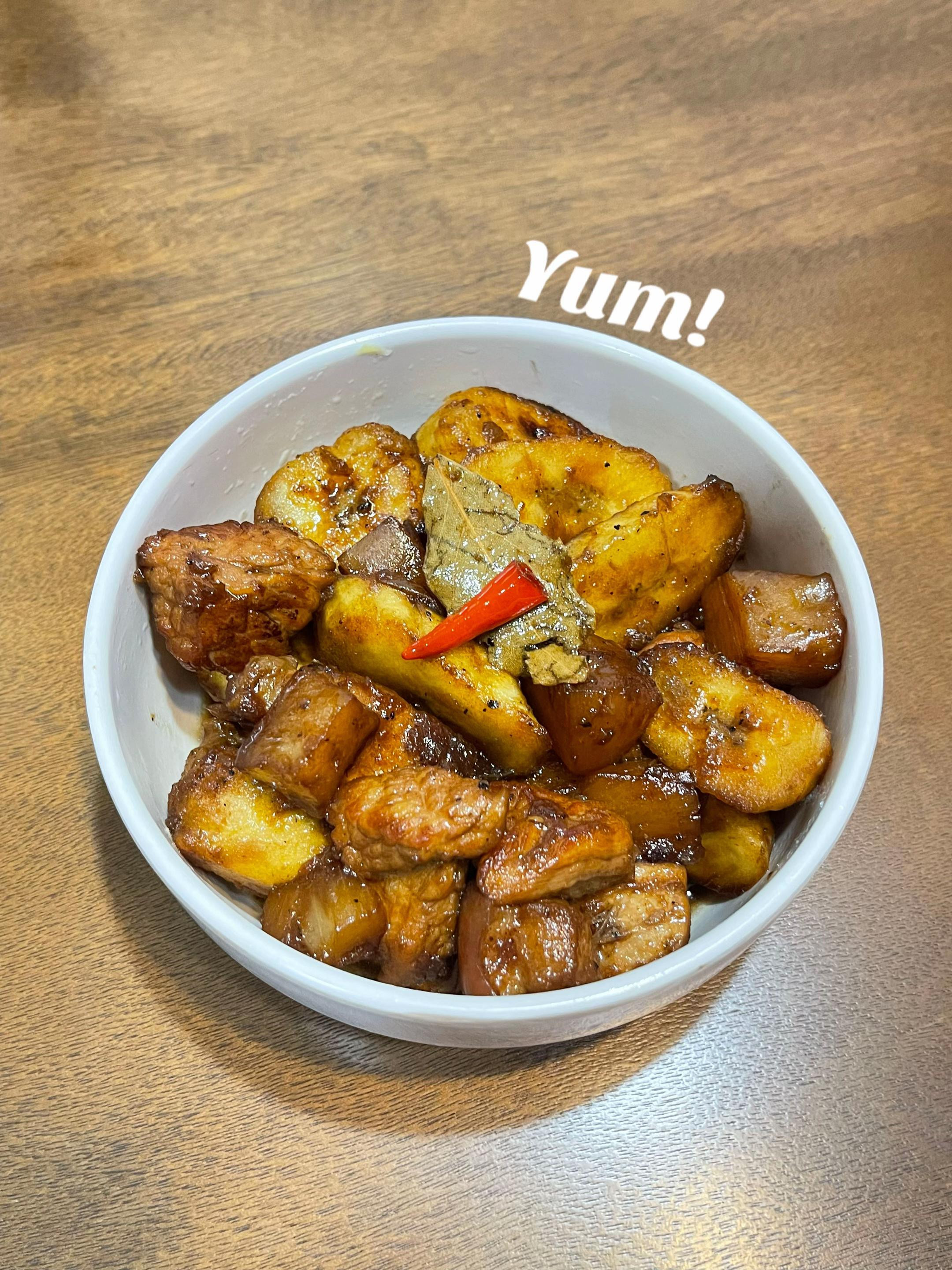 Easy Pork Estofado Recipe with Plantains, Pineapple Chunks and Spices