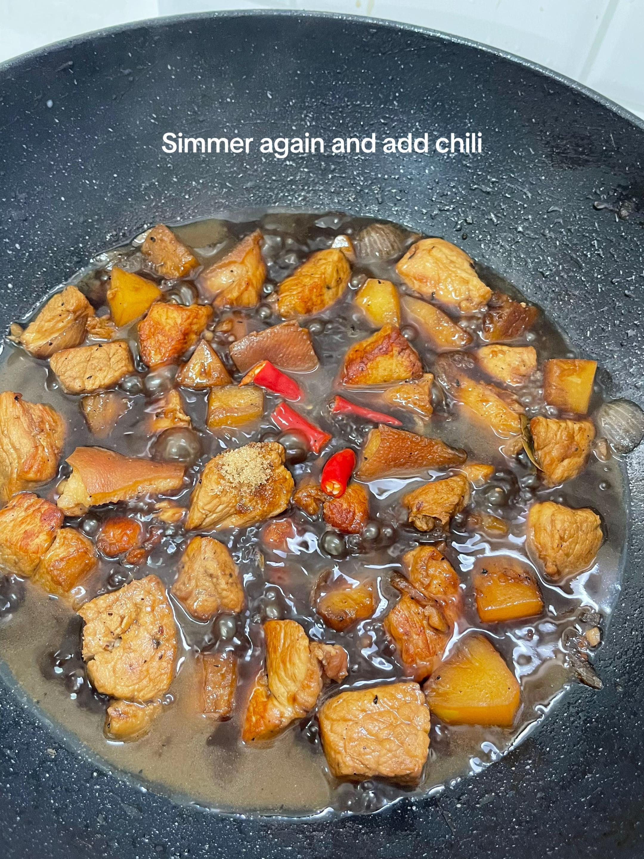 Easy Pork Estofado Recipe with Plantains, Pineapple Chunks and Spices