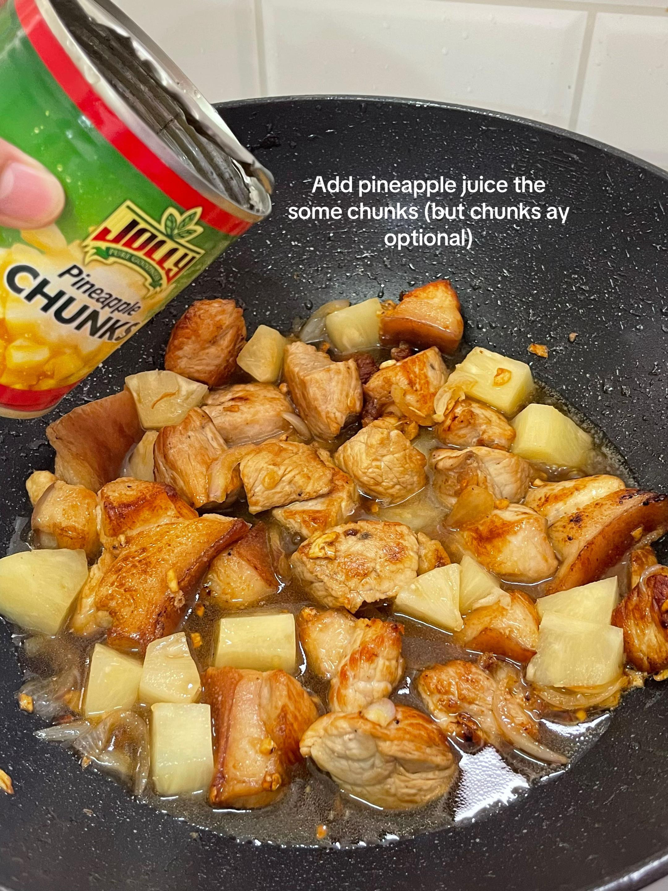 Easy Pork Estofado Recipe with Plantains, Pineapple Chunks and Spices