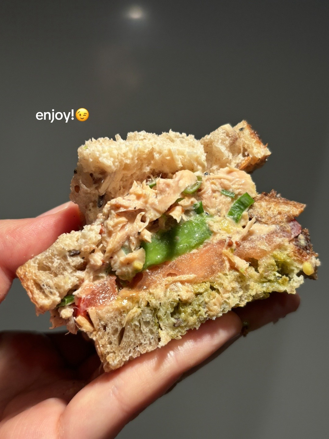 Easy Tunacado Sandwich Recipe: Tuna, Yogurt, and Pesto on Toast