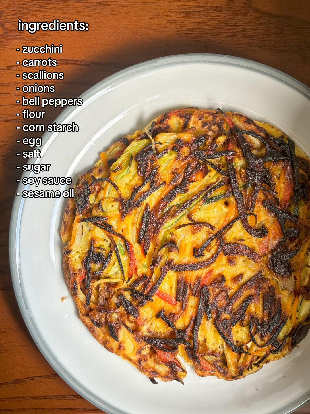 Easy Vegetable Jeon Recipe with Zucchini, Carrots, Onions, Bell Peppers, and Scallions