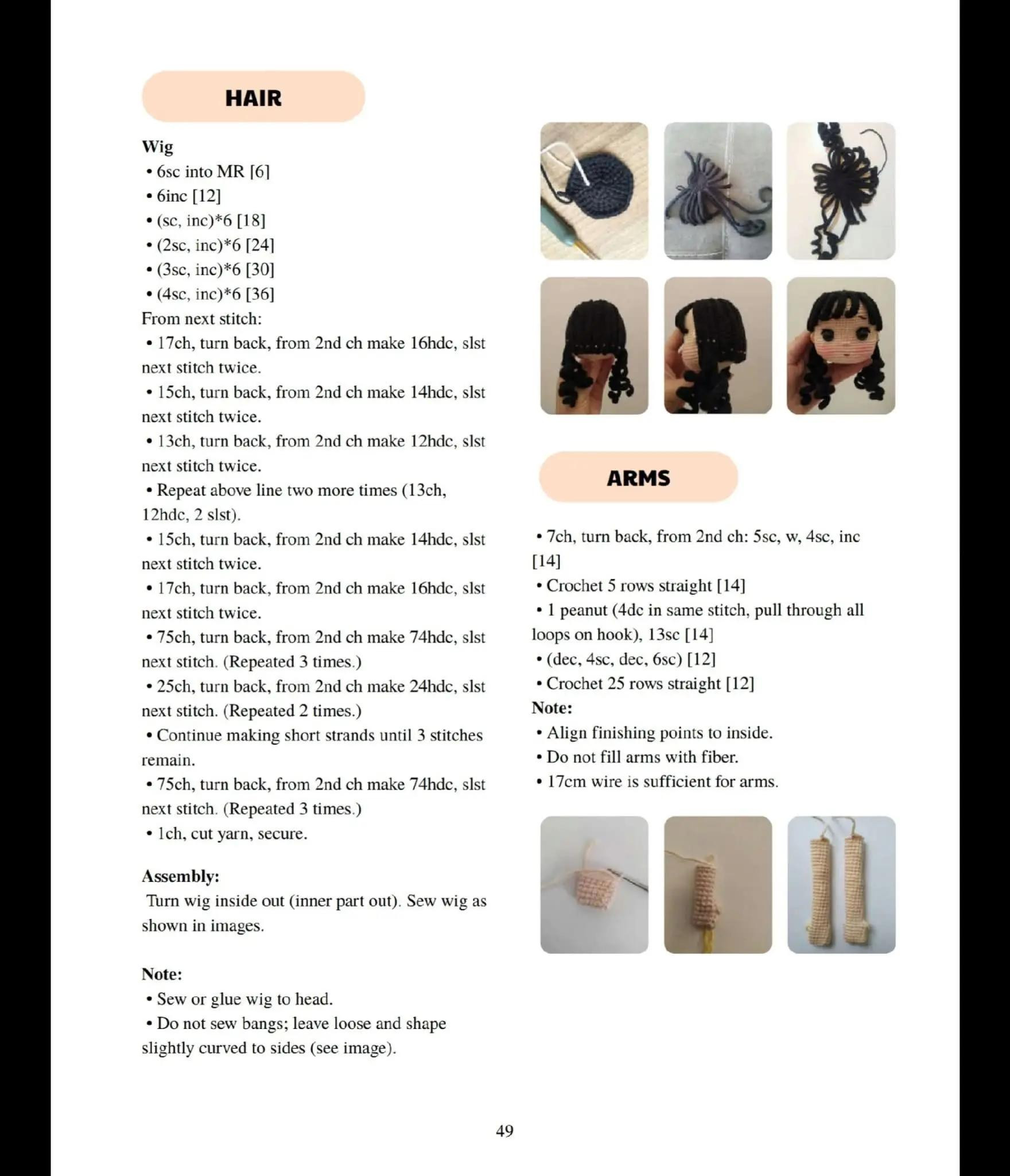 Elara Doll Crochet Pattern: Materials and Instructions for Head, Ears, Hair, Arms, Legs