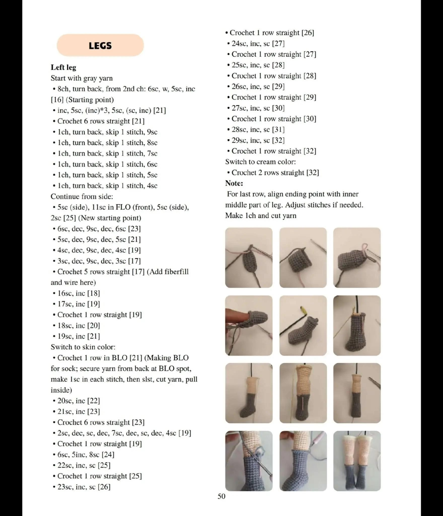 Elara Doll Crochet Pattern: Materials and Instructions for Head, Ears, Hair, Arms, Legs