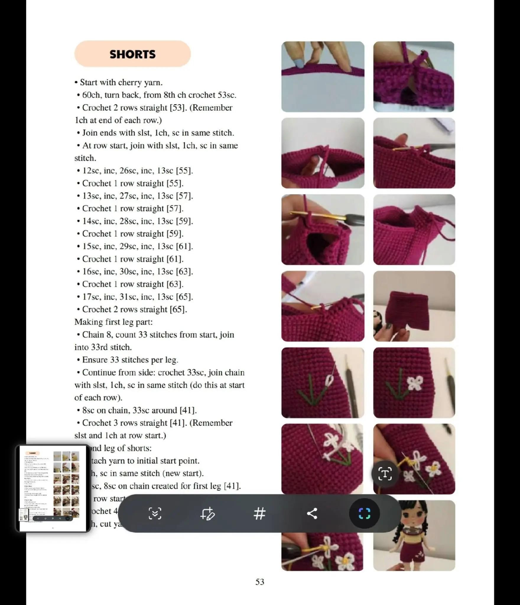 Elara Doll Crochet Pattern: Materials and Instructions for Head, Ears, Hair, Arms, Legs