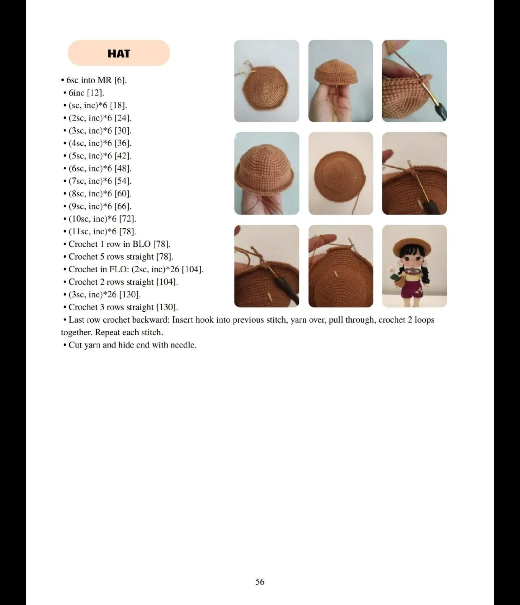 Elara Doll Crochet Pattern: Materials and Instructions for Head, Ears, Hair, Arms, Legs