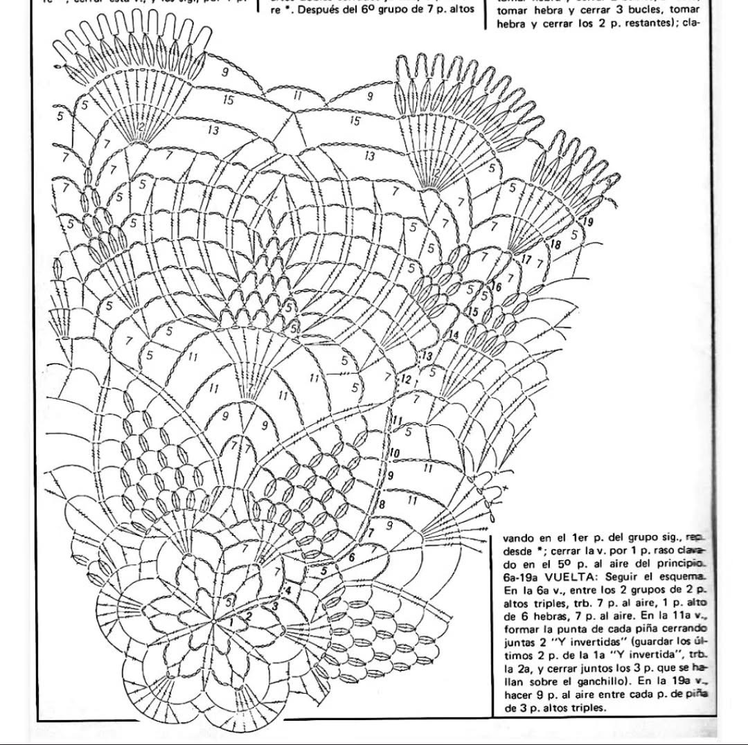 Elegant White Floral Crochet Doily Chart with Detailed Instructions
