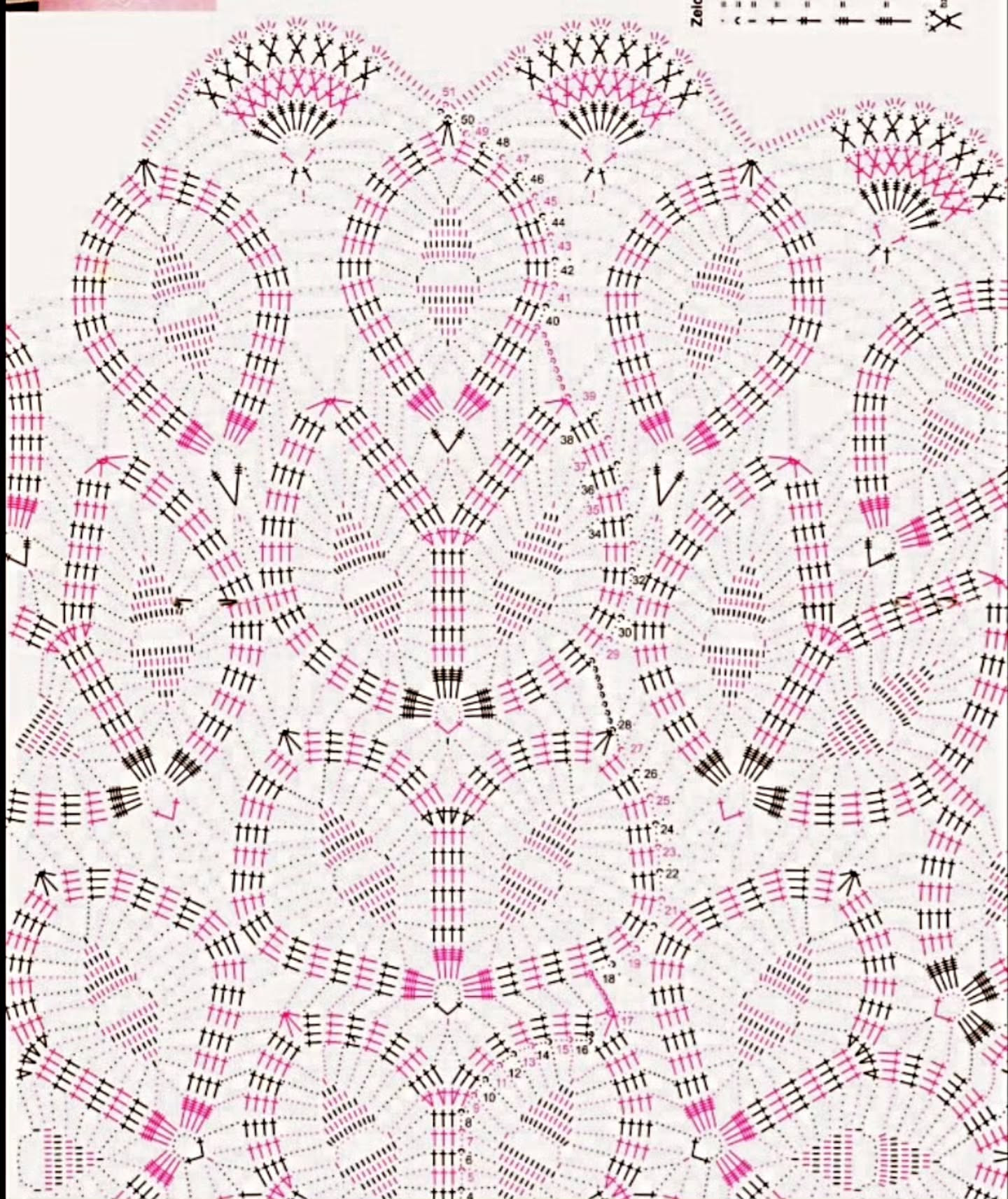 Elegant White Round Crochet Tablecloth Pattern Chart with Fan Design