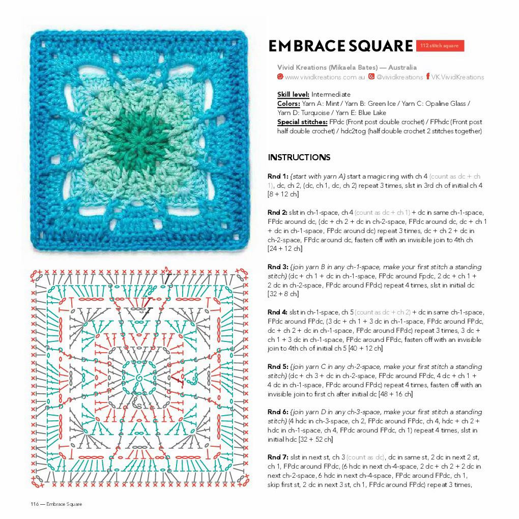 Embrace Square: Crochet Pattern with Flat Chart & Instructions