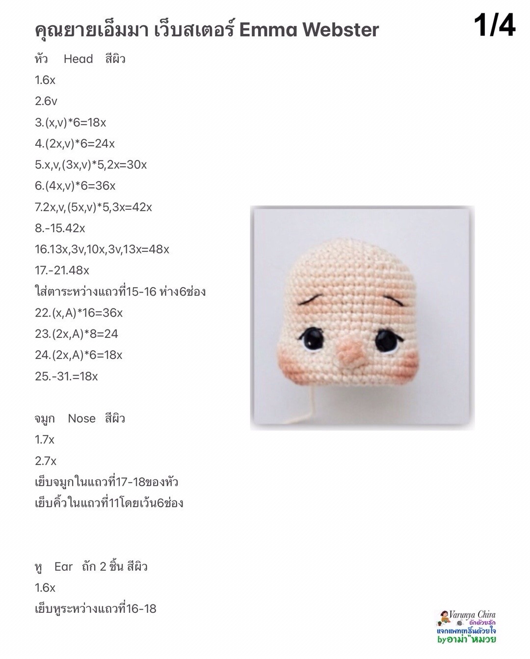 แผนผังสอนทำตุ๊กตาคุณยาย Emma Webster