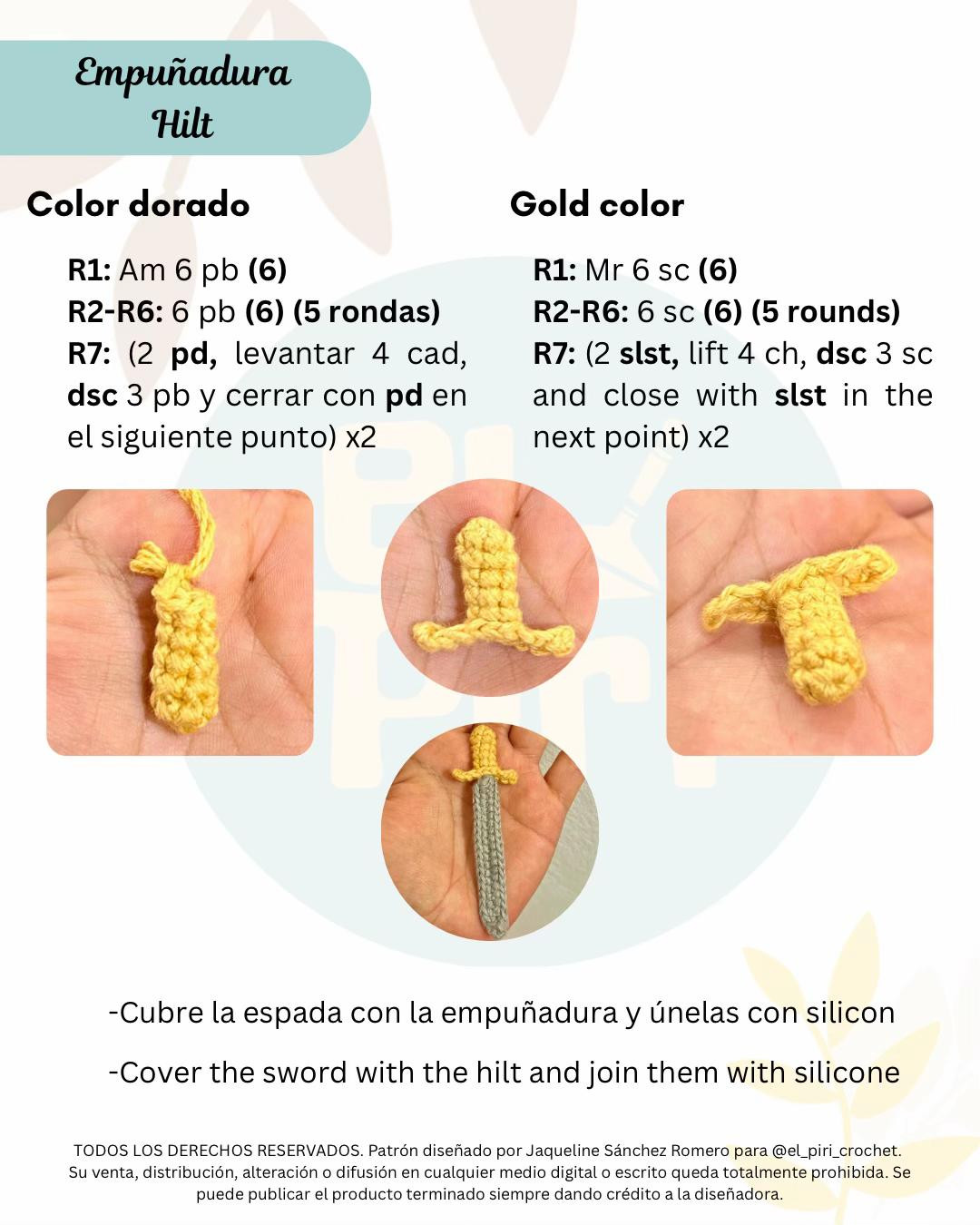 Espada para Amigurumi: Patrón Gratuito de Móc Len