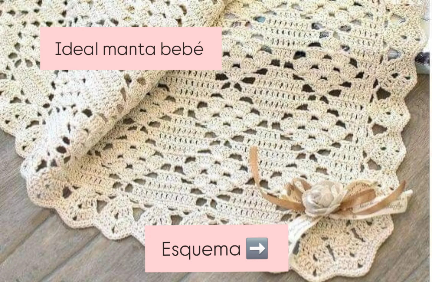 Esquema fácil de manta bebé con puntada abanico