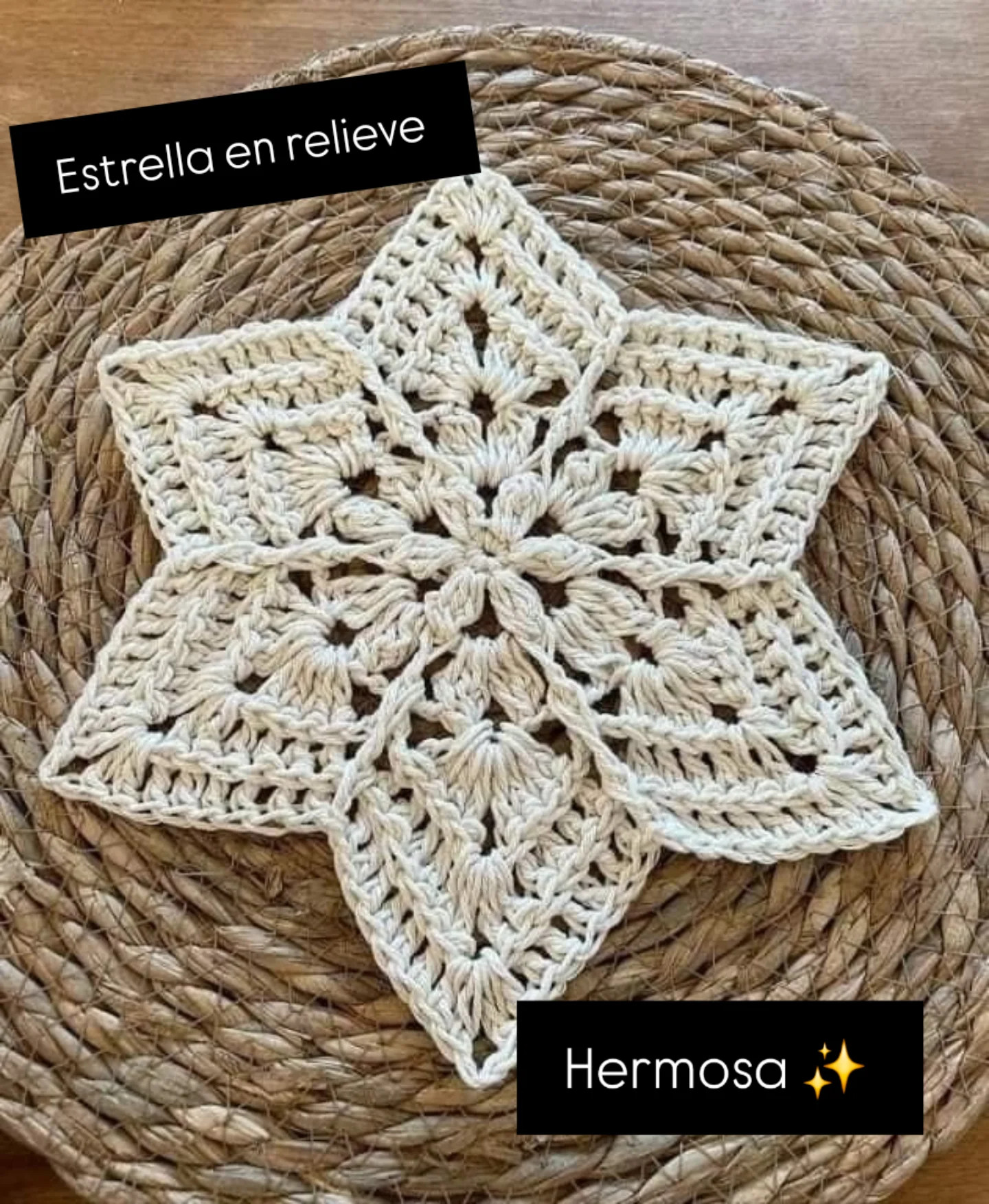 Estrella en relieve: Hermosa decoración de crochet