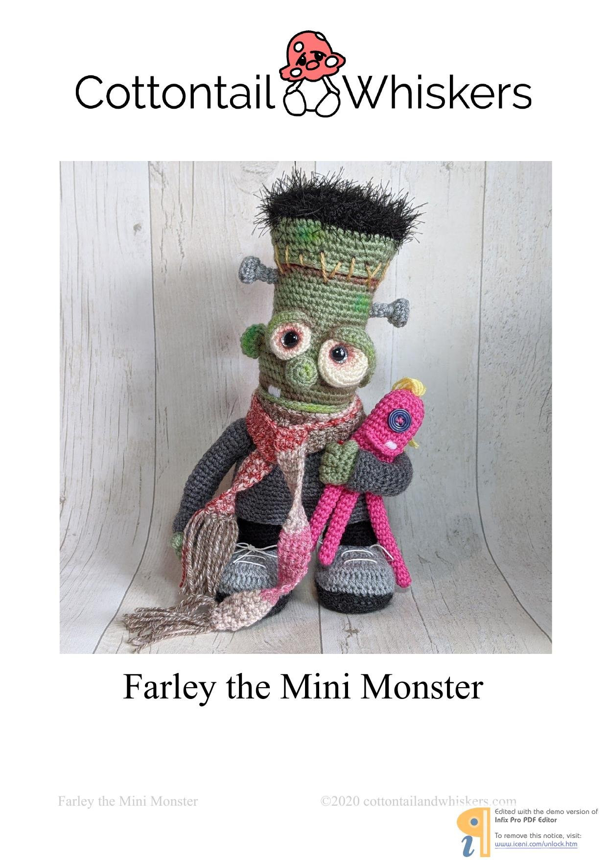 Farley the Mini Monster Crochet Pattern by Cottontail & Whiskers