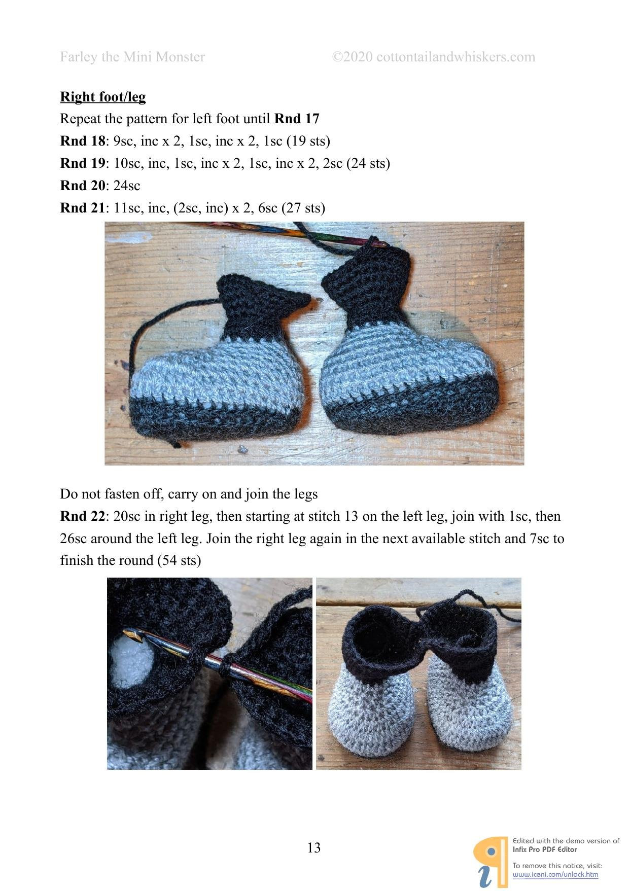 Farley the Mini Monster Crochet Pattern by Cottontail & Whiskers