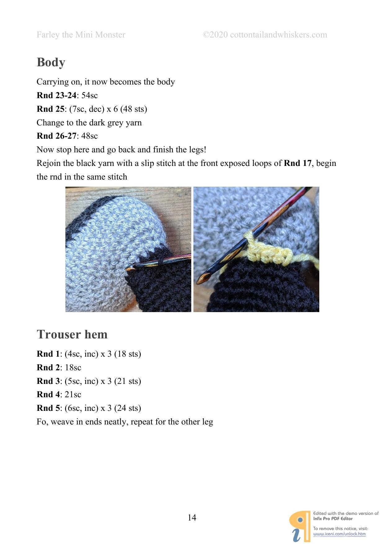 Farley the Mini Monster Crochet Pattern by Cottontail & Whiskers