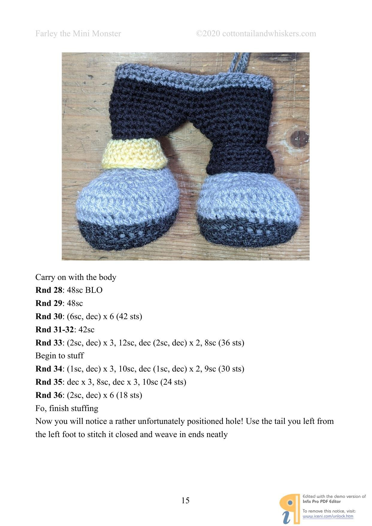 Farley the Mini Monster Crochet Pattern by Cottontail & Whiskers