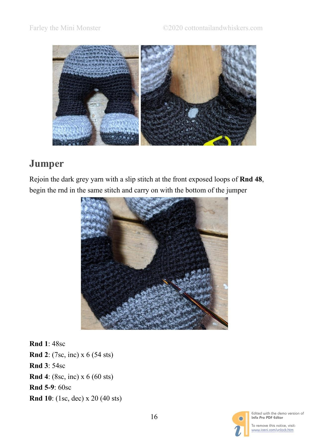 Farley the Mini Monster Crochet Pattern by Cottontail & Whiskers