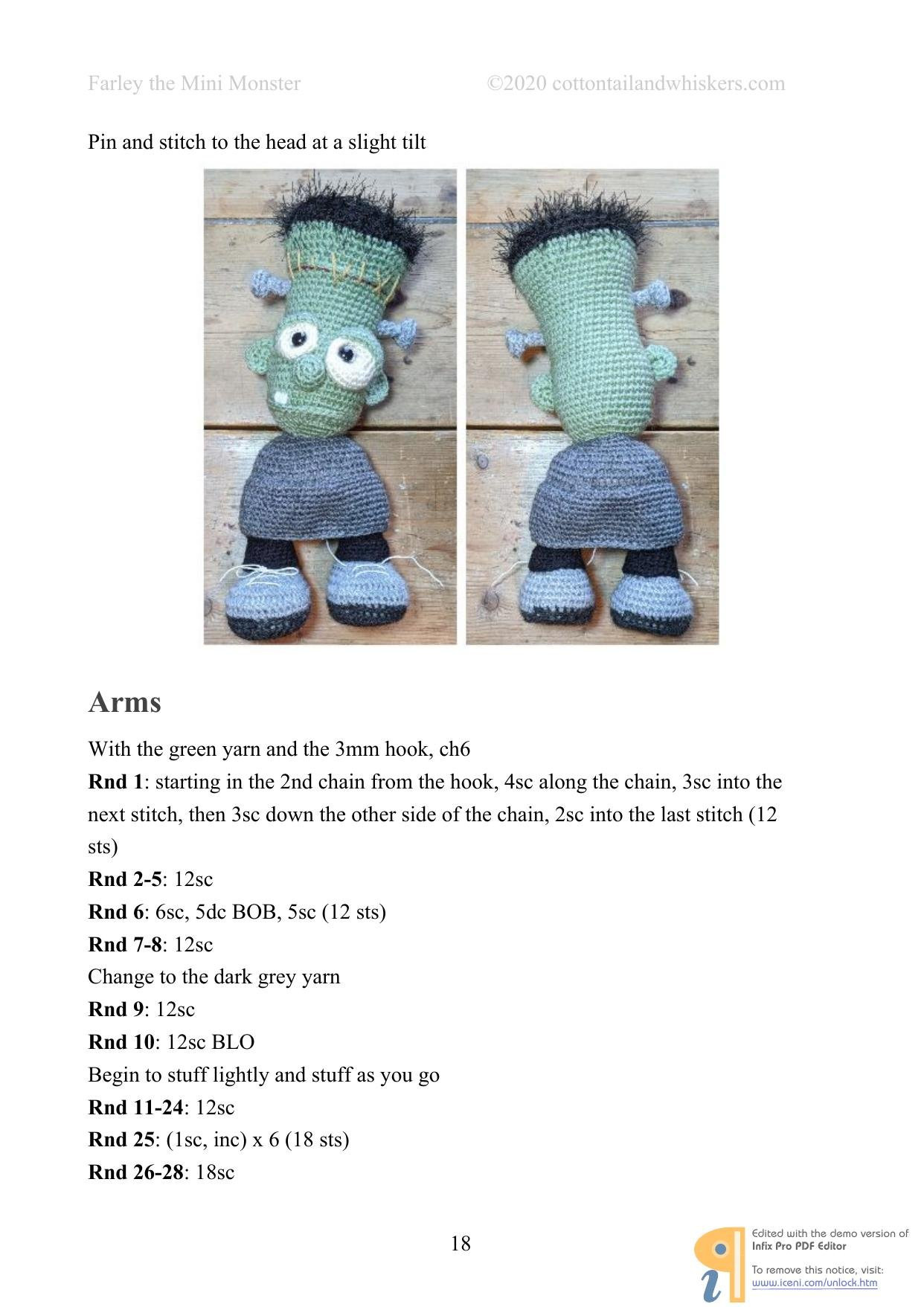 Farley the Mini Monster Crochet Pattern by Cottontail & Whiskers