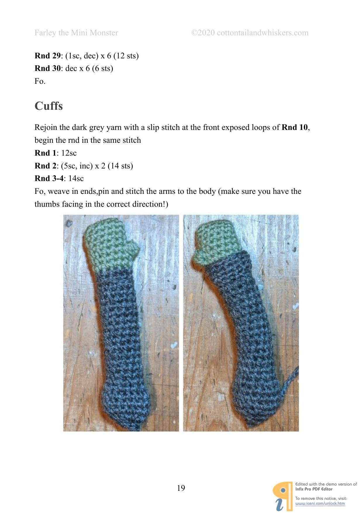 Farley the Mini Monster Crochet Pattern by Cottontail & Whiskers