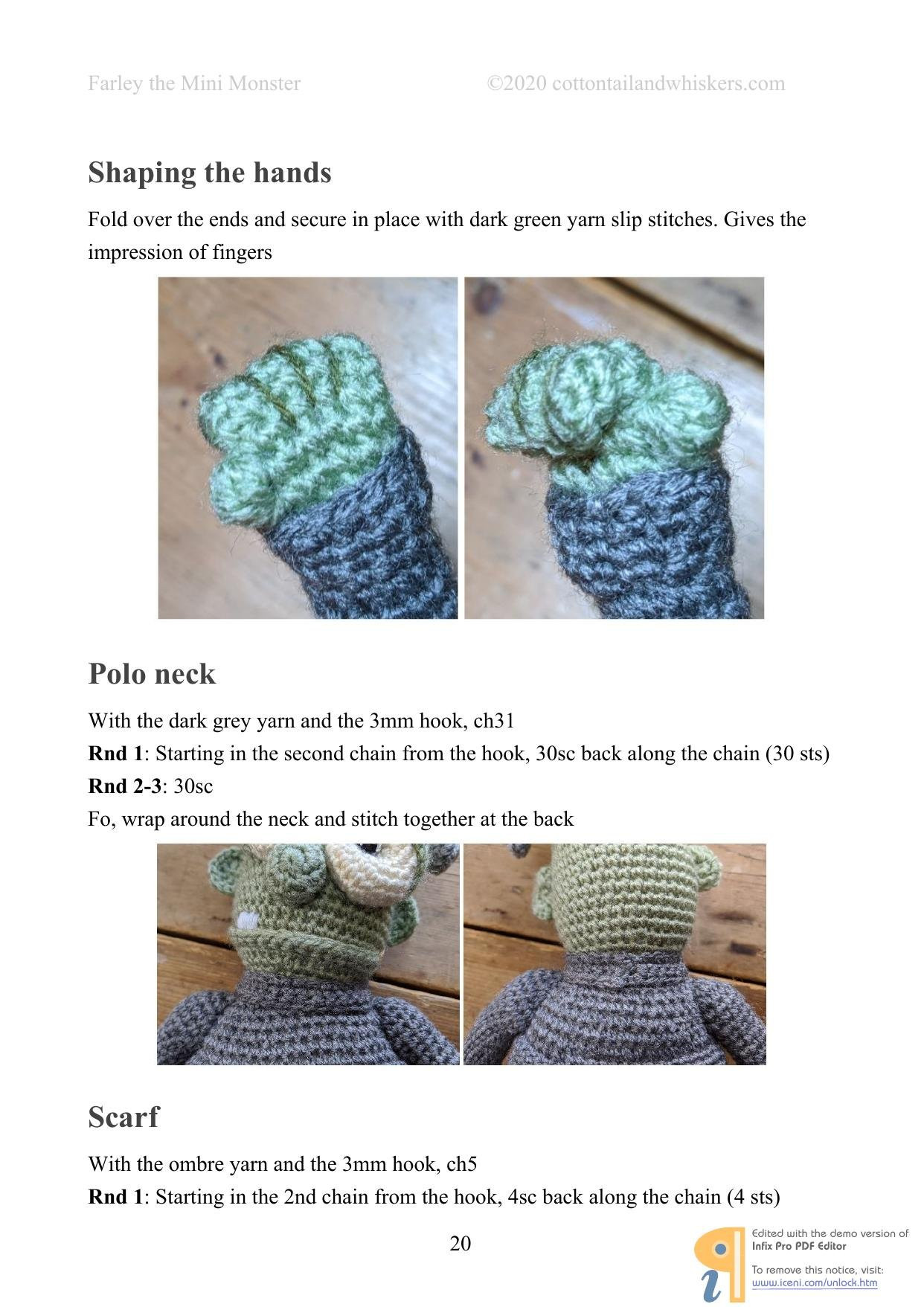 Farley the Mini Monster Crochet Pattern by Cottontail & Whiskers