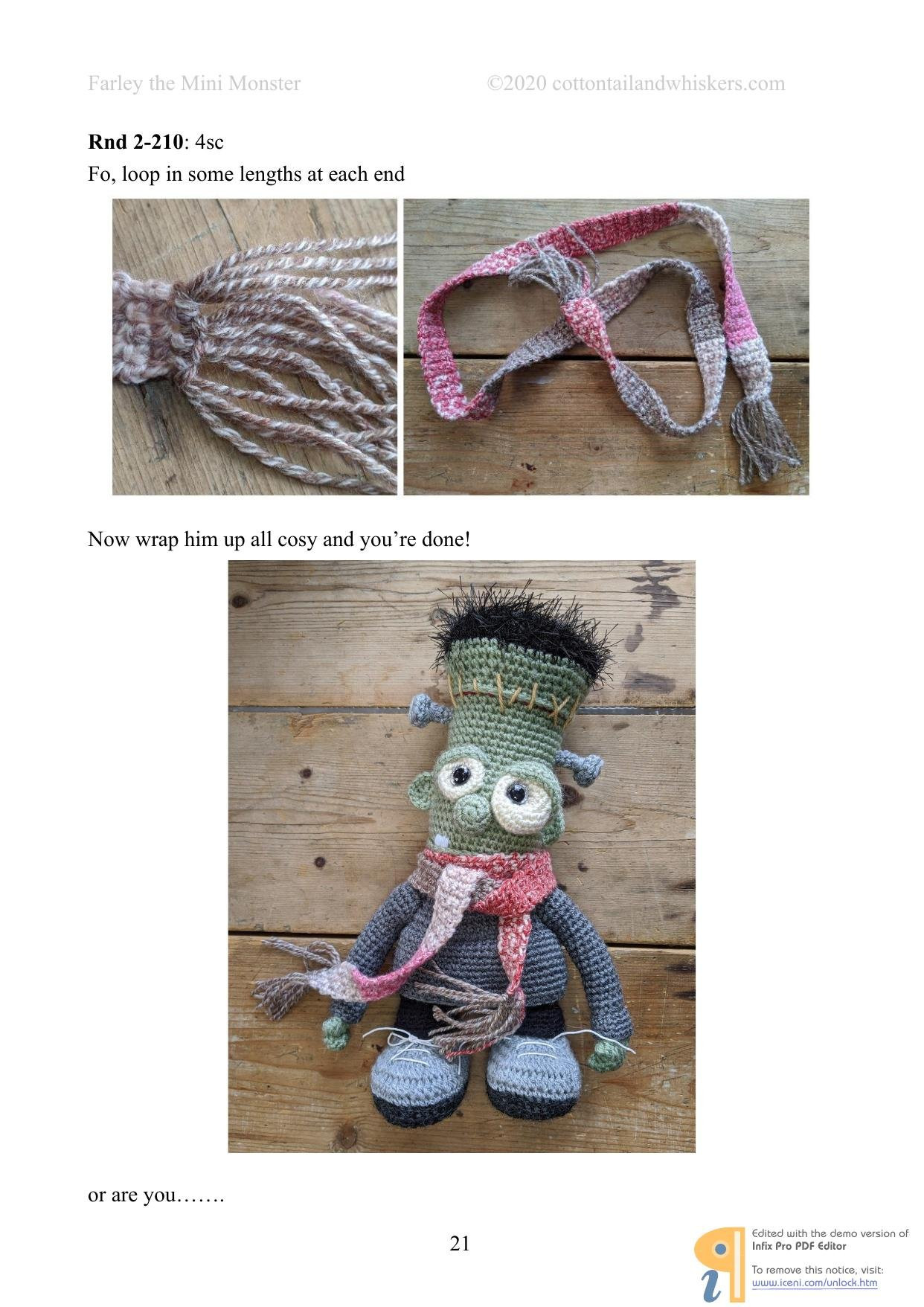 Farley the Mini Monster Crochet Pattern by Cottontail & Whiskers