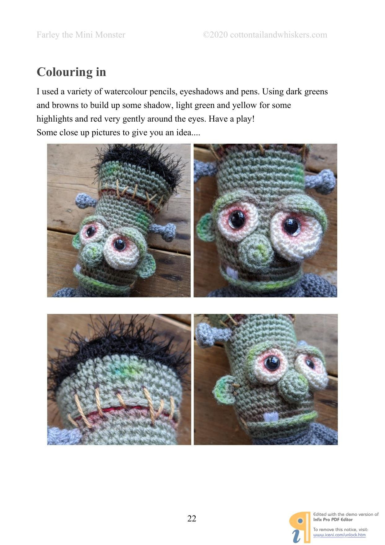 Farley the Mini Monster Crochet Pattern by Cottontail & Whiskers