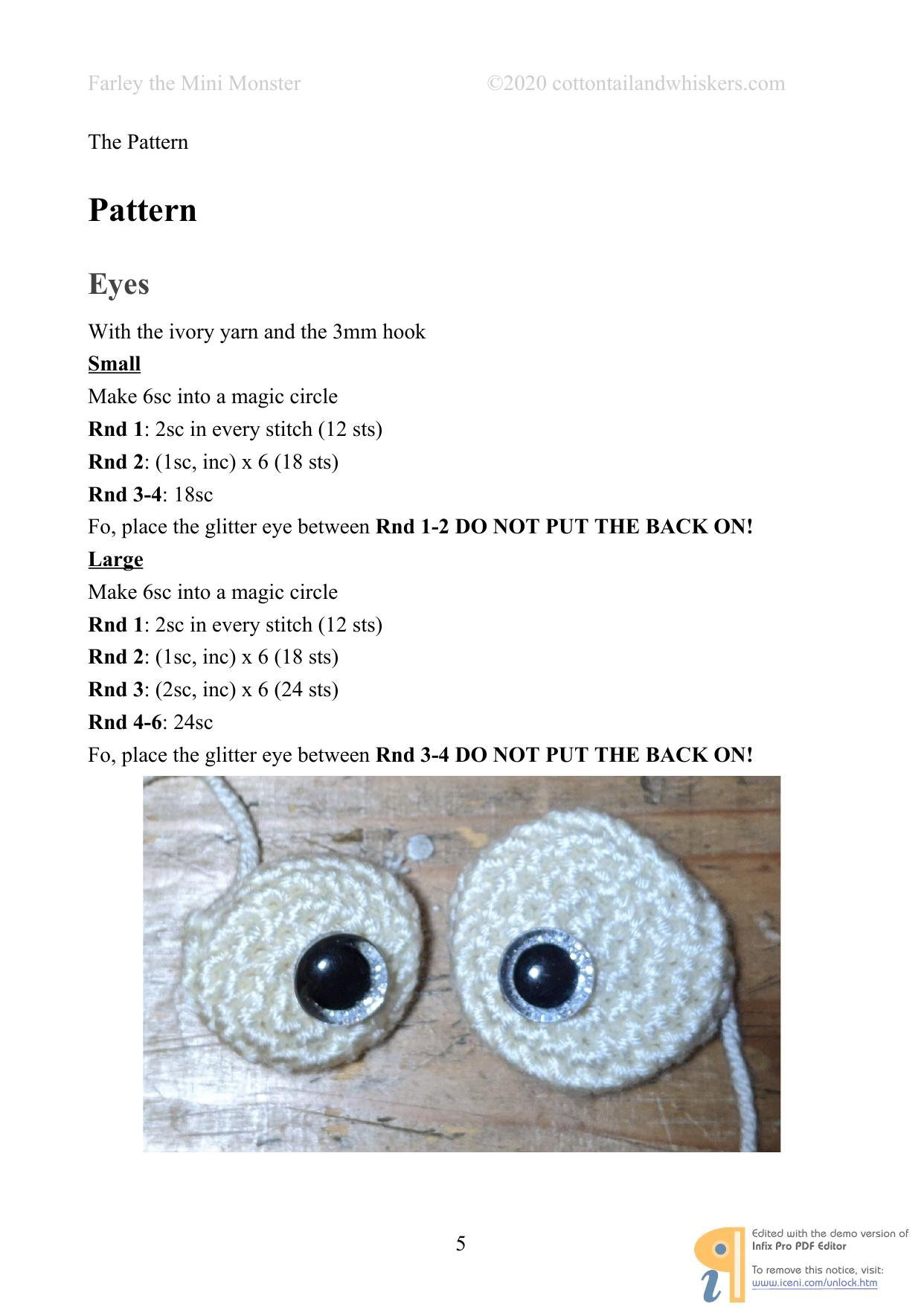 Farley the Mini Monster Crochet Pattern by Cottontail & Whiskers