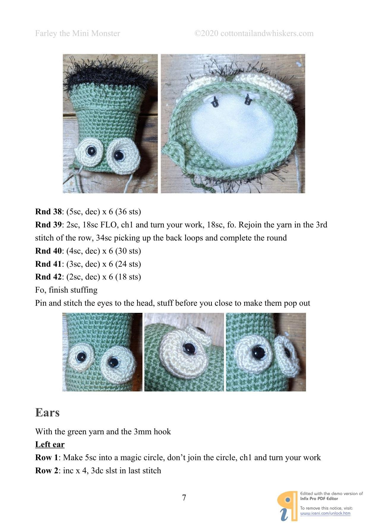 Farley the Mini Monster Crochet Pattern by Cottontail & Whiskers