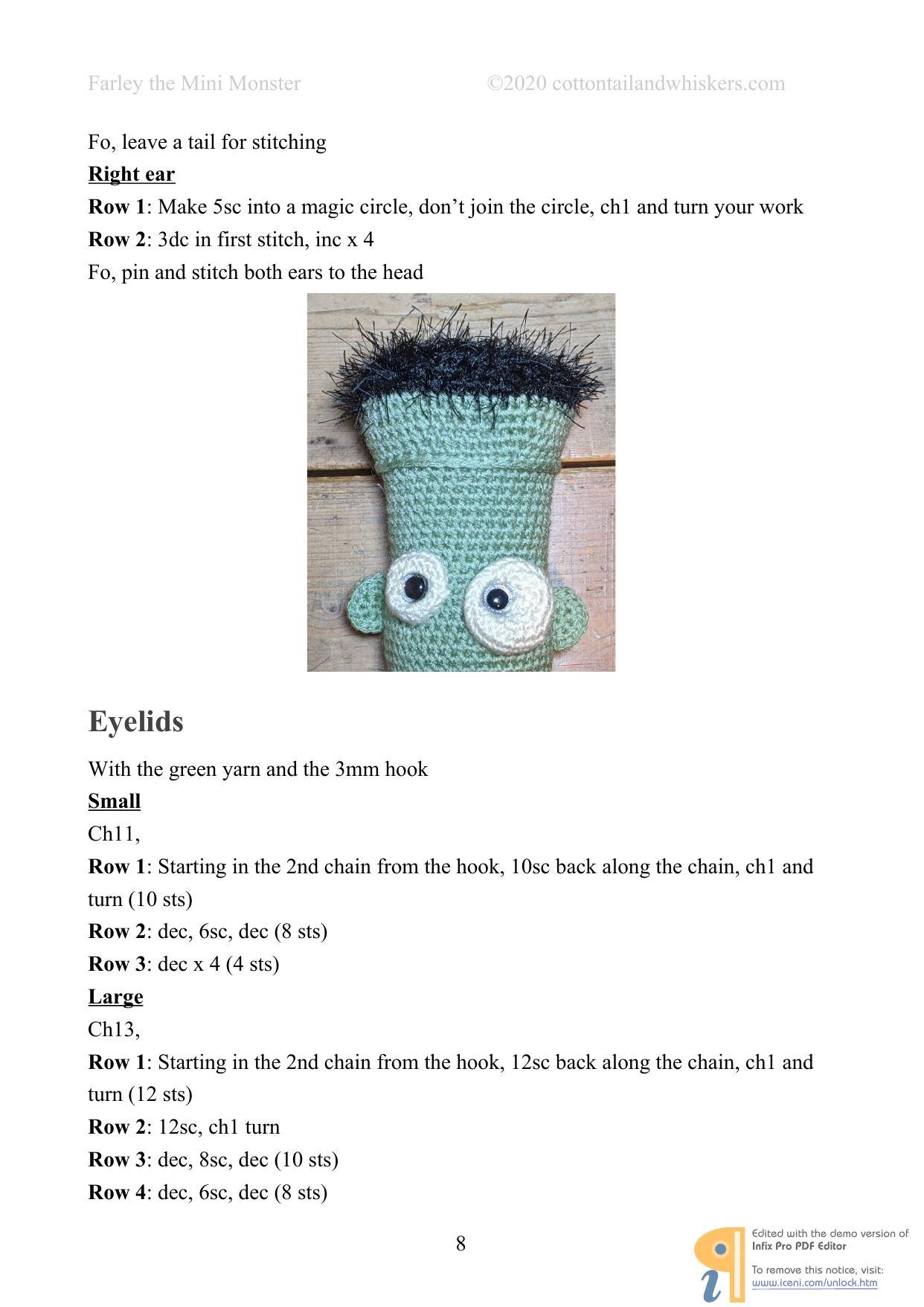 Farley the Mini Monster Crochet Pattern by Cottontail & Whiskers