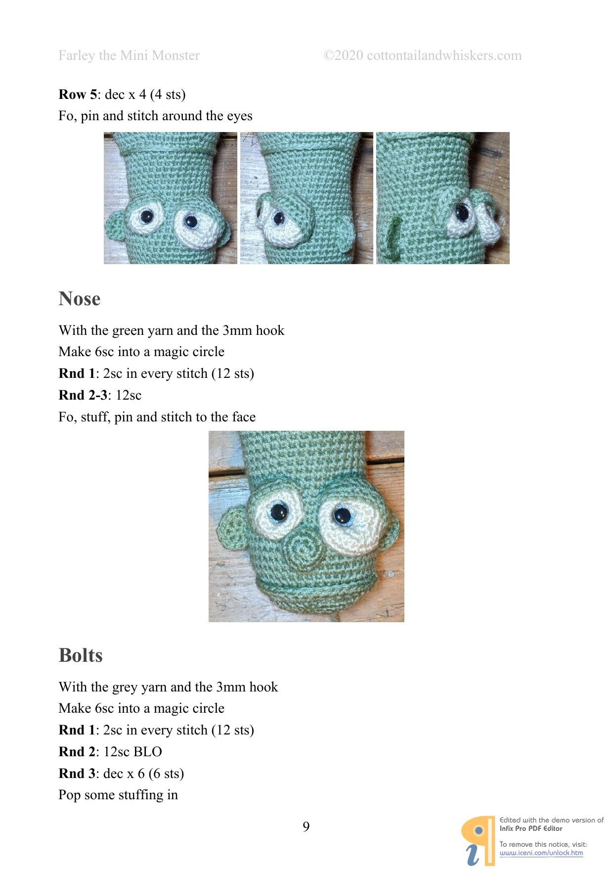 Farley the Mini Monster Crochet Pattern by Cottontail & Whiskers